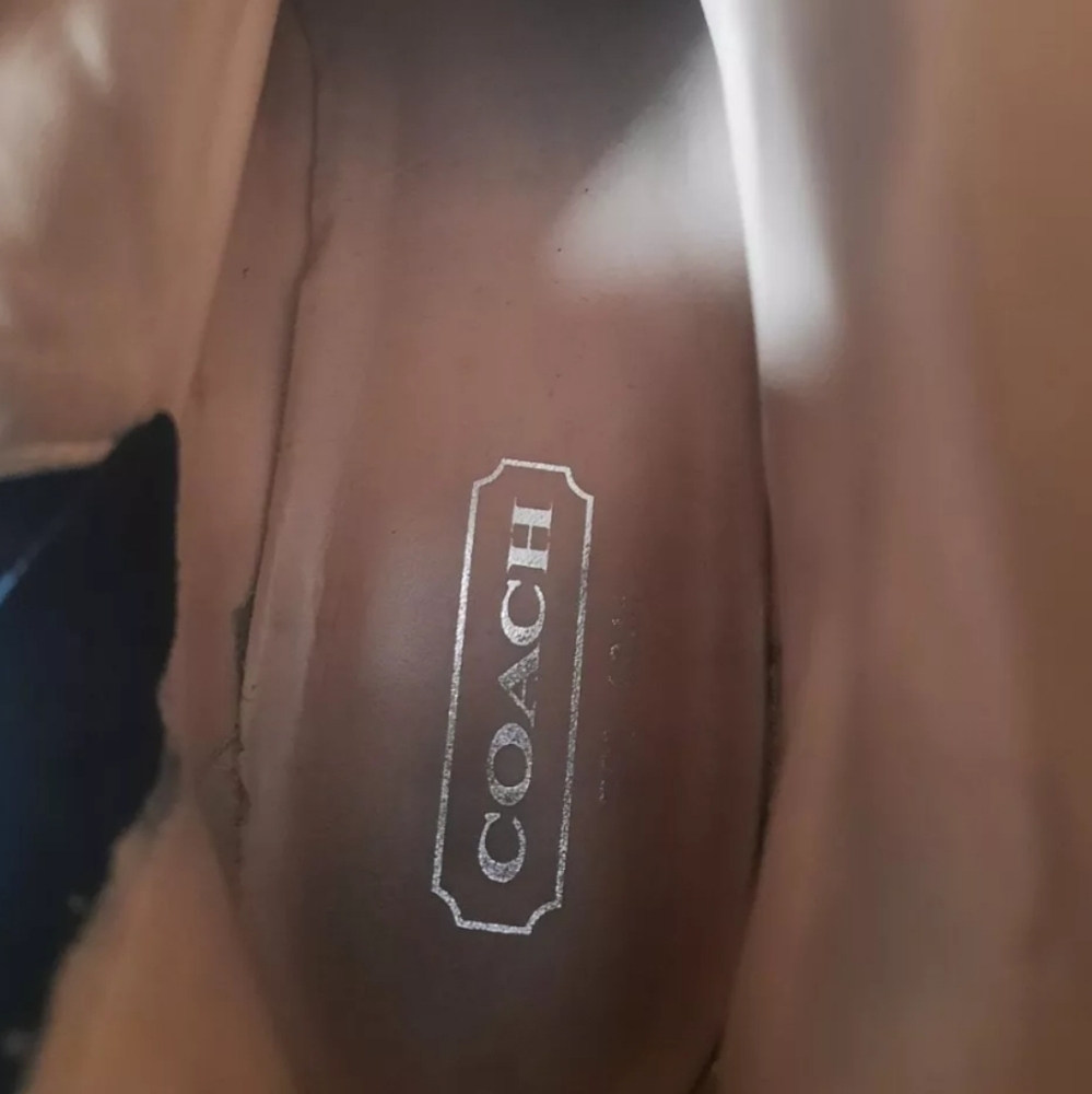 COACH Jonie Sz 9M Black Suede & Shearling Wedge Knee-High Monogram  Boots In EUC - Picture 3 of 6